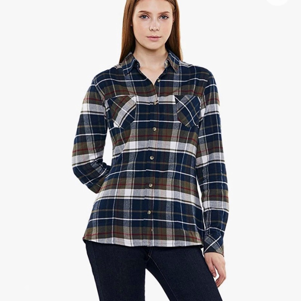 CQR Women's Plaid Flannel Shirt Long Sleeve, All-Cotton Shirt
